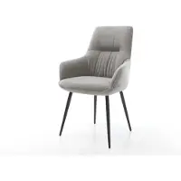 DELIFE Chaise-de-salle-à-manger Zelia-Flex avec accoudoirs tissu structuré doux gris 4 pieds coniques noir resorts ensachés