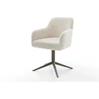 DELIFE Chaise-pivotante Greg-Flex peluche crème-blanc pied de chaise 4 branches aspect titane pivotement sur 360° fonction bascule resorts ensachés
