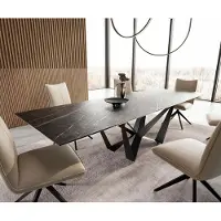 DELIFE Table à manger Edge 200-300x100 céramique LaminamNoir Desir marron Spider acier plat noir extensible
