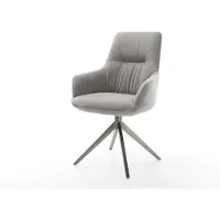 DELIFE Chaise-pivotante Zelia-Flex avec accoudoirs tissu structuré doux gris pied croisé large grafiete pivotement sur 360° fonction bascule resorts ensachés