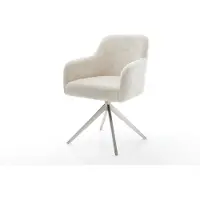DELIFE Chaise-pivotante Greg-Flex peluche crème-blanc pied croisé large acier inoxydable pivotement sur 360° fonction bascule resorts ensachés