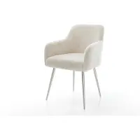 DELIFE Chaise-de-salle-à-manger Greg-Flex peluche crème-blanc 4 pieds coniques acier inoxydable resorts ensachés