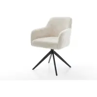 DELIFE Chaise-pivotante Greg-Flex peluche crème-blanc pied croisé large noir pivotement sur 360° fonction bascule resorts ensachés
