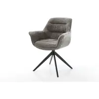 DELIFE Chaise-pivotante Kaira-Flex bouclé doux couleur boue pied croisé large noir pivotement sur 360° fonction bascule
