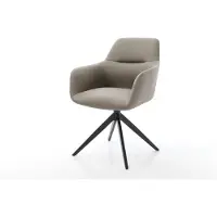 DELIFE Chaise-pivotante Pejo-Flex cuir de vache couleur boue pied croisé large noir pivotement sur 360° fonction bascule ressorts ensachés