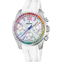 Festina Montre à affichage analogique '- Chronograph Boyfriend - Quartz watch movement - Watch case width: 38.1 mm' blanc