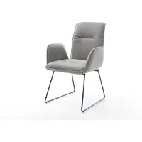 DELIFE Chaise-de-salle-à-manger Vinja-Flex tissu structuré doux gris pied trapèze noir