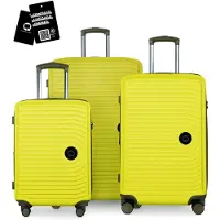 Hauptstadtkoffer MITTE - Set de bagages 3 tailles de valises + étiquette numérique pour bagages, trolleys de voyage avec extension XL Set de valises Bagages enregistrés ,Lemon