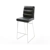 DELIFE Chaise-de-bar Pela-Flex cuir véritable noir cadre de patins acier inoxydable