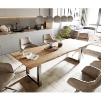 DELIFE Table-à-manger Edge 260x100 acacia nature acier inoxydable large Live-Edge