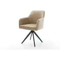 DELIFE Chaise-de-salle-à-manger Greg-Flex microvelours beige vintage pied croisé angulaire noir ressorts ensachés