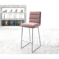 DELIFE Chaise-de-bar Pela-Flex velours rosé cadre de patins acier inoxydable