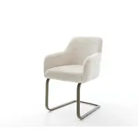 DELIFE Cantilever Greg-Flex peluche crème-blanc pied cantilever plat aspect titane resorts ensachés