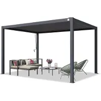 TOOLPORT PRIMEYARD Pergola 3x4 m poteaux en aluminium avec lames orientables en acier pavillon anthracite