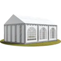 Sonstiges TOOLPORT Tente Barnum de Réception 4x6 m difficilement inflammable Bâches PVC 750 N gris-blanc Cadre de Sol Jardin