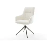 DELIFE Chaise-pivotante Zelia-Flex avec accoudoirs bouclé doux beige pied croisé large grafiete pivotement sur 360° fonction bascule resorts ensachés