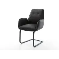 DELIFE Cantilever Zoa-Flex cuir de vache noir pied cantilever plat noir ressorts ensachés