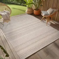 Teppium Tapis Extérieur Beige 140x200 cm Résistant aux Intempéries UV Facile d’Entretien Design Scandinave Boho pour Cuisine Balcon Terrasse Jardin Salon