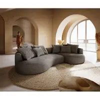 DELIFE Grand-canapé Edina 330 x 170 cm Bouclé Soft Boue