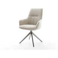 DELIFE Chaise-pivotante Zelia-Flex avec accoudoirs tissu tissé doux beige pied croisé large grafiete pivotement sur 360° fonction bascule resorts ensachés