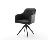 DELIFE Chaise-de-salle-à-manger Greg-Flex cuir de vache noir pied croisé angulaire noir ressorts ensachés
