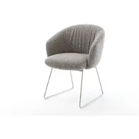 DELIFE Chaise-de-salle-à-manger Caja-Flex avec accoudoirs bouclé gris argenté pied trapèze acier inoxydable brossé ressorts ensachés