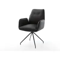 DELIFE Chaise-de-salle-à-manger Zoa-Flex cuir de vache noir pied croisé conique noir ressorts ensachés