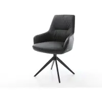 DELIFE Chaise-pivotante Zelia-Flex cuir de vache noir pied croisé large noir pivotement sur 360° fonction bascule ressorts ensachés