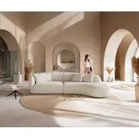 DELIFE Canapé Mairi 330x160 cm Bouclé Crème-Blanc