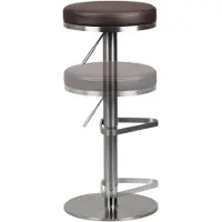 FineBuy Tabouret de bar en acier inoxydable marron, hauteur d'assise réglable de 57 à 82 cm, tabouret de bar moderne pivotant à 360°, tabouret de comptoir avec pied, tabouret de bistrot haut