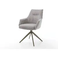DELIFE Chaise-pivotante Alja-Flex avec accoudoirs côtelé gris argenté pied croisé large aspect titane pivotement sur 360° ressorts ensachés