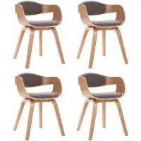 Syfax Chaises de salle à manger 4 pcs. Bois courbé et tissu taupe
