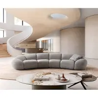 DELIFE Bigsofa Lunna 360x175 cm Tissu structuré Soft Gris 2 coussins