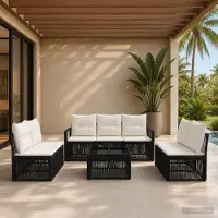Prolenta Maison Exclusive - Ensemble de canapés de jardin, 8 pièces, en résine tressée noire