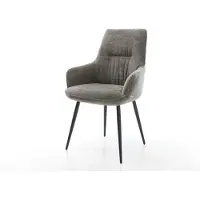 DELIFE Chaise-de-salle-à-manger Zelia-Flex avec accoudoirs bouclé doux couleur boue 4 pieds coniques noir resorts ensachés