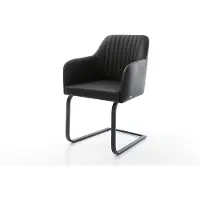 DELIFE Cantilever Greg-Flex cuir de vache noir pied cantilever plat noir ressorts ensachés