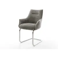 DELIFE Cantilever Alja-Flex avec accoudoirs bouclé doux couleur boue pied cantilever plat acier inoxydable resorts ensachés