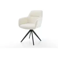 DELIFE Chaise-de-salle-à-manger Pejo-Flex bouclé blanc pied croisé angulaire noir ressorts ensachés