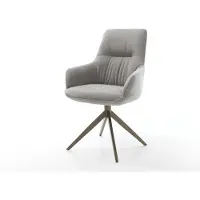 DELIFE Chaise-pivotante Zelia-Flex avec accoudoirs tissu structuré doux gris pied croisé large aspect titane pivotement sur 360° fonction bascule resorts ensachés