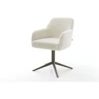 DELIFE Chaise-pivotante Greg-Flex tissu teddy beige pied de chaise 4 branches aspect titane pivotement sur 360° fonction bascule resorts ensachés