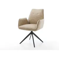 DELIFE Chaise-de-salle-à-manger Zoa-Flex microvelours beige vintage pied croisé large noir ressorts ensachés