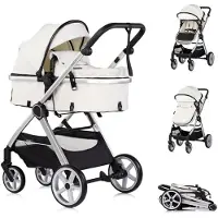 Chipolino Poussette combinée 2 en 1 Vista Sac à langer, couvre-pieds, panier, sangle blanc