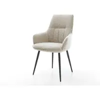 DELIFE Chaise-de-salle-à-manger Zelia-Flex avec accoudoirs tissu tissé doux beige 4 pieds coniques noir resorts ensachés