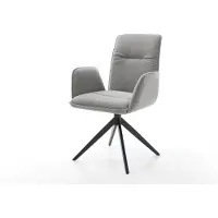 DELIFE Chaise-pivotante Vinja-Flex tissu structuré doux gris pied croisé large noir pivotement sur 360° fonction bascule