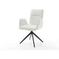 DELIFE Chaise-pivotante Vinja-Flex bouclé doux beige pied croisé large noir pivotement sur 360° fonction bascule