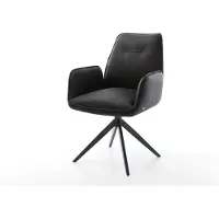 DELIFE Chaise-de-salle-à-manger Zoa-Flex cuir de vache noir pied croisé large noir ressorts ensachés