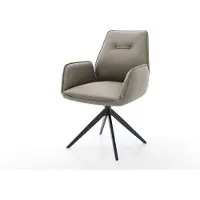DELIFE Chaise-pivotante Zoa-Flex cuir de vache couleur boue pied croisé large noir pivotement sur 360° fonction bascule ressorts ensachés