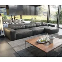 DELIFE Canapé d'angle Sirpio XL 370x170 cm Cuir synthétique Vintage Anthracite