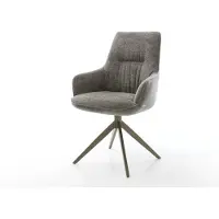 DELIFE Chaise-pivotante Zelia-Flex avec accoudoirs bouclé doux couleur boue pied croisé large aspect titane pivotement sur 360° fonction bascule resorts ensachés