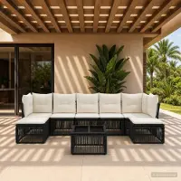 Prolenta Maison Exclusive - Ensemble de canapés de jardin, 8 pièces, en résine tressée noire